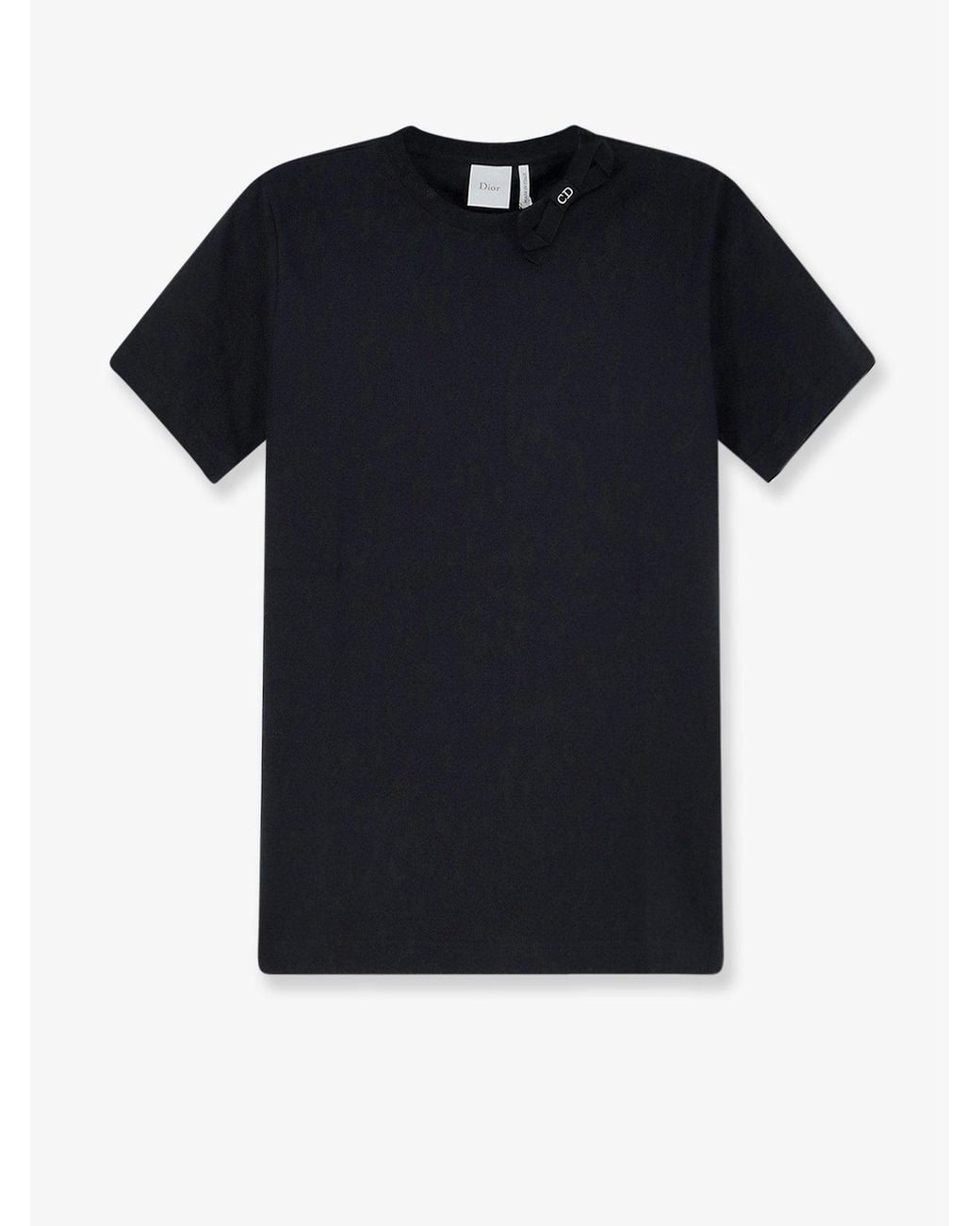 Dior Black Cotton T-Shirt With Grosgrain Bow