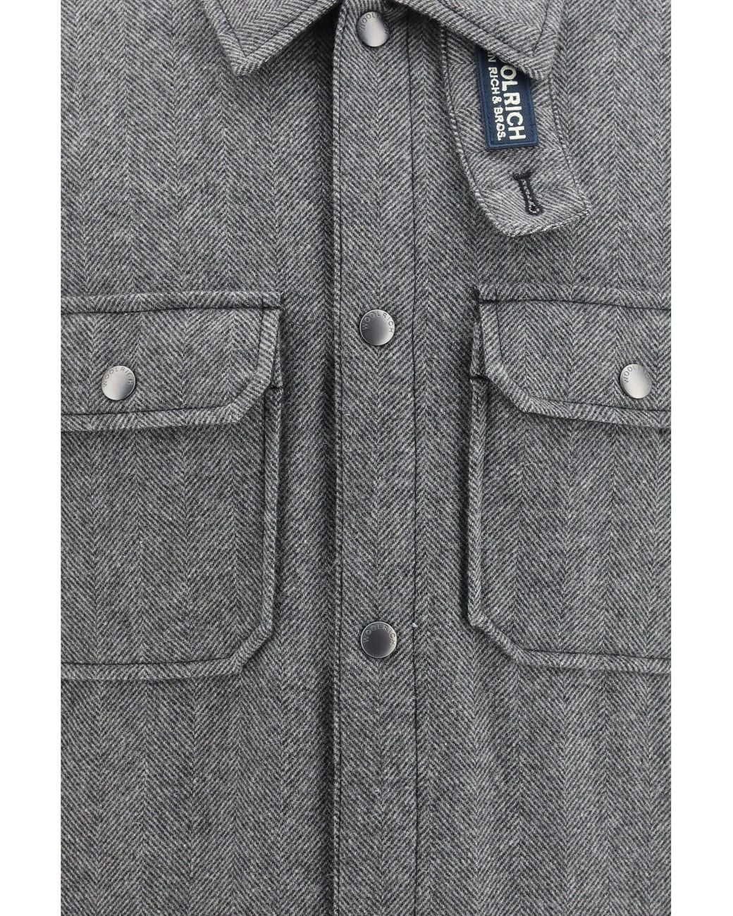 Woolrich Gray Alaskan Check Jacket Herringbone for men