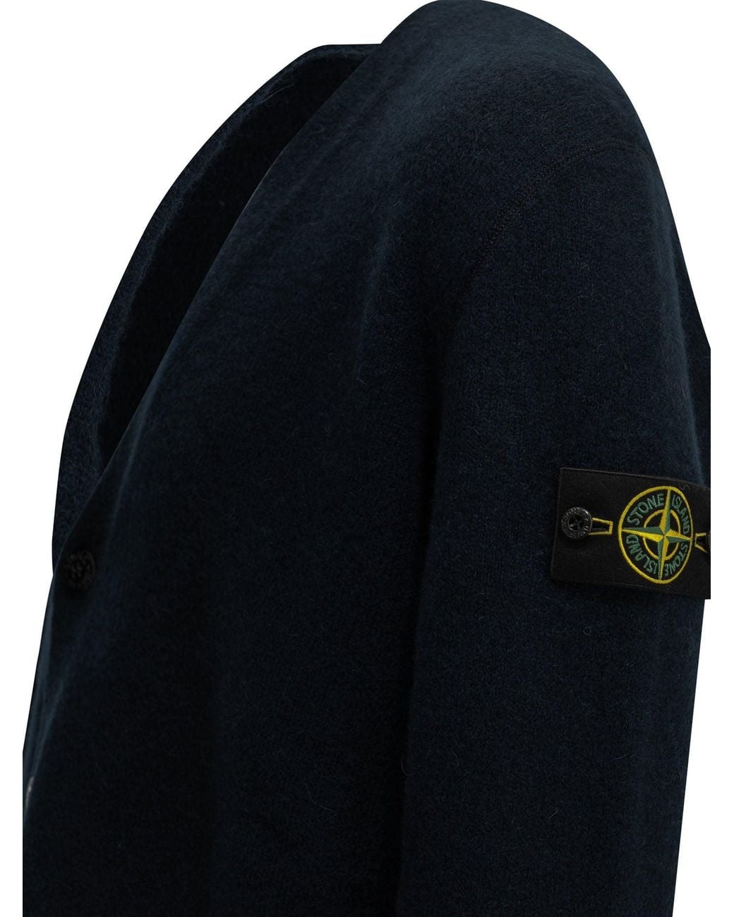 Stone Island Blue Alpaca-Blend Cardigan With Logo for men