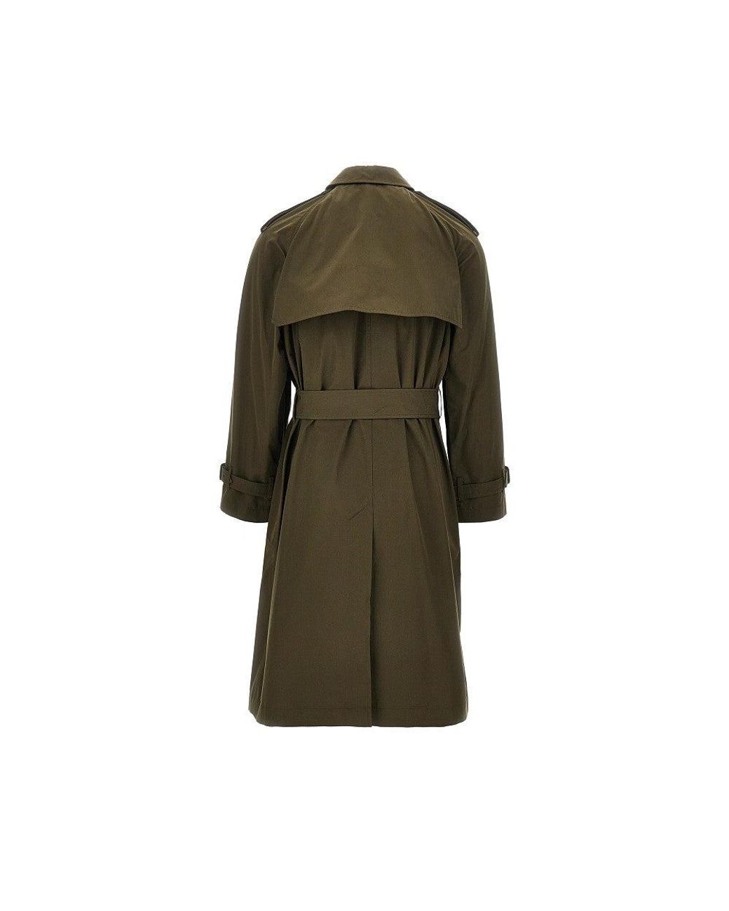 Burberry Green Cotton Long Trench Coat for men