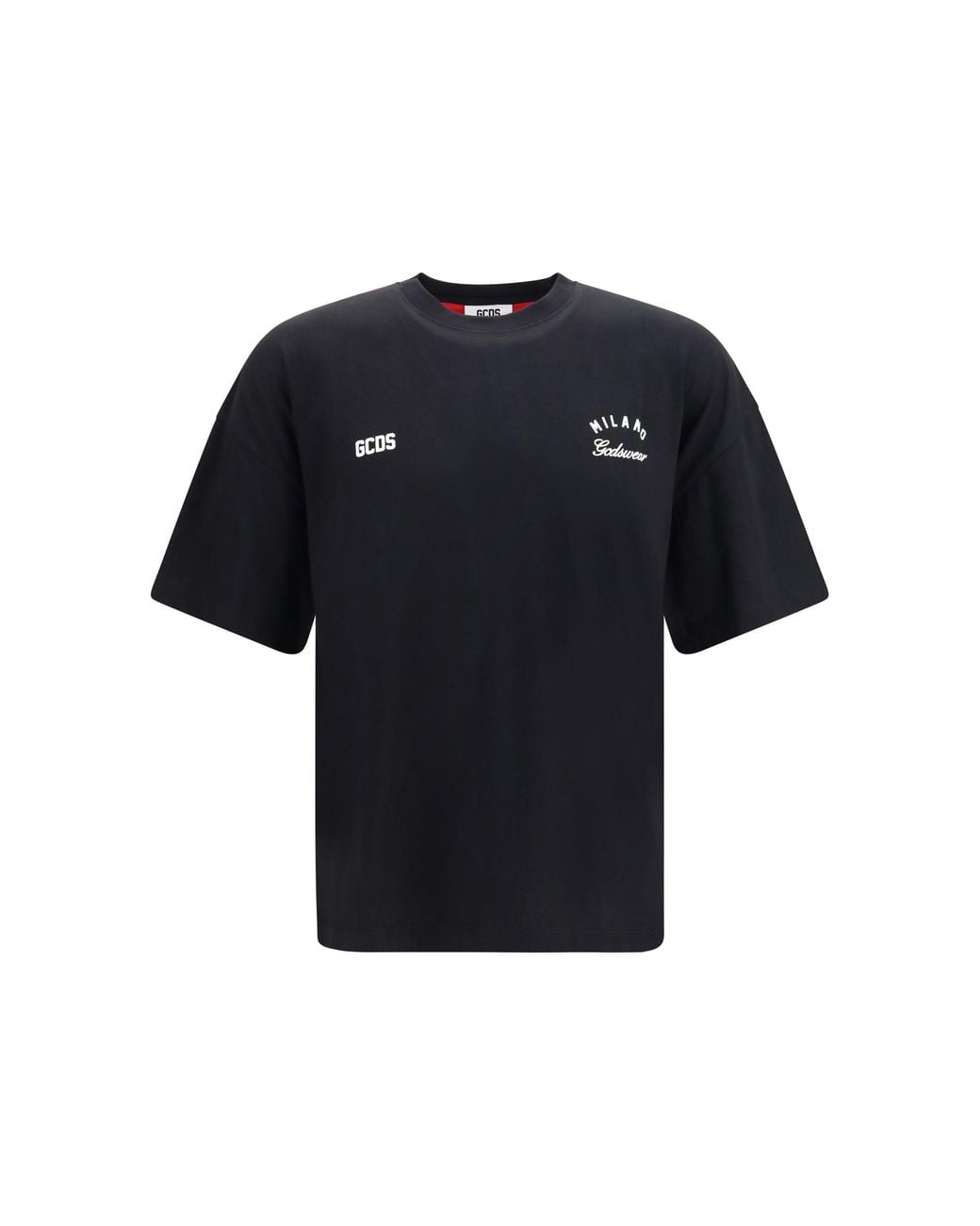 Gcds Black Cotton Crewneck T-Shirt for men