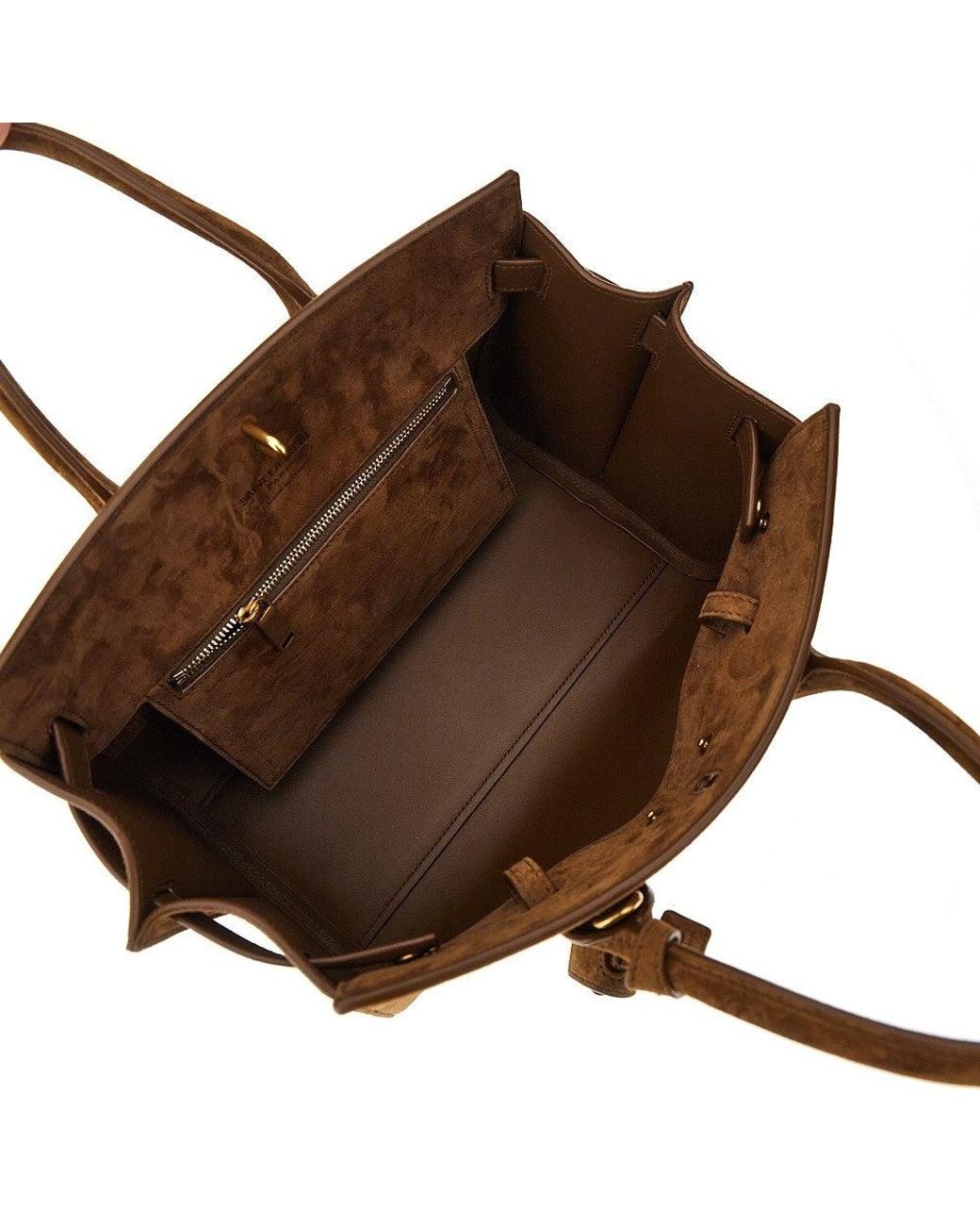 Saint Laurent Brown Small Sac De Jour Suede Leather Bag