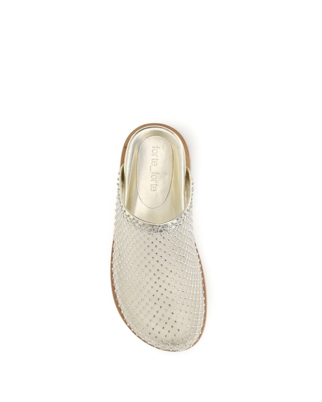 Forte_forte White Mesh Sabot Sandals Platino