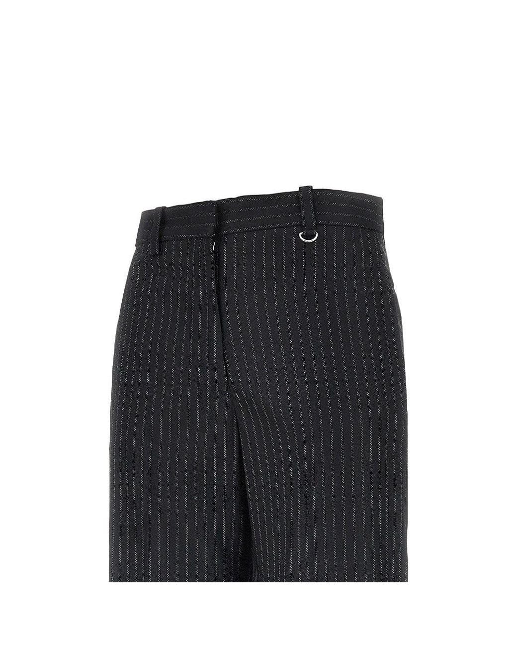 Isabel Marant Black Wool-Blend Pinstriped Pants