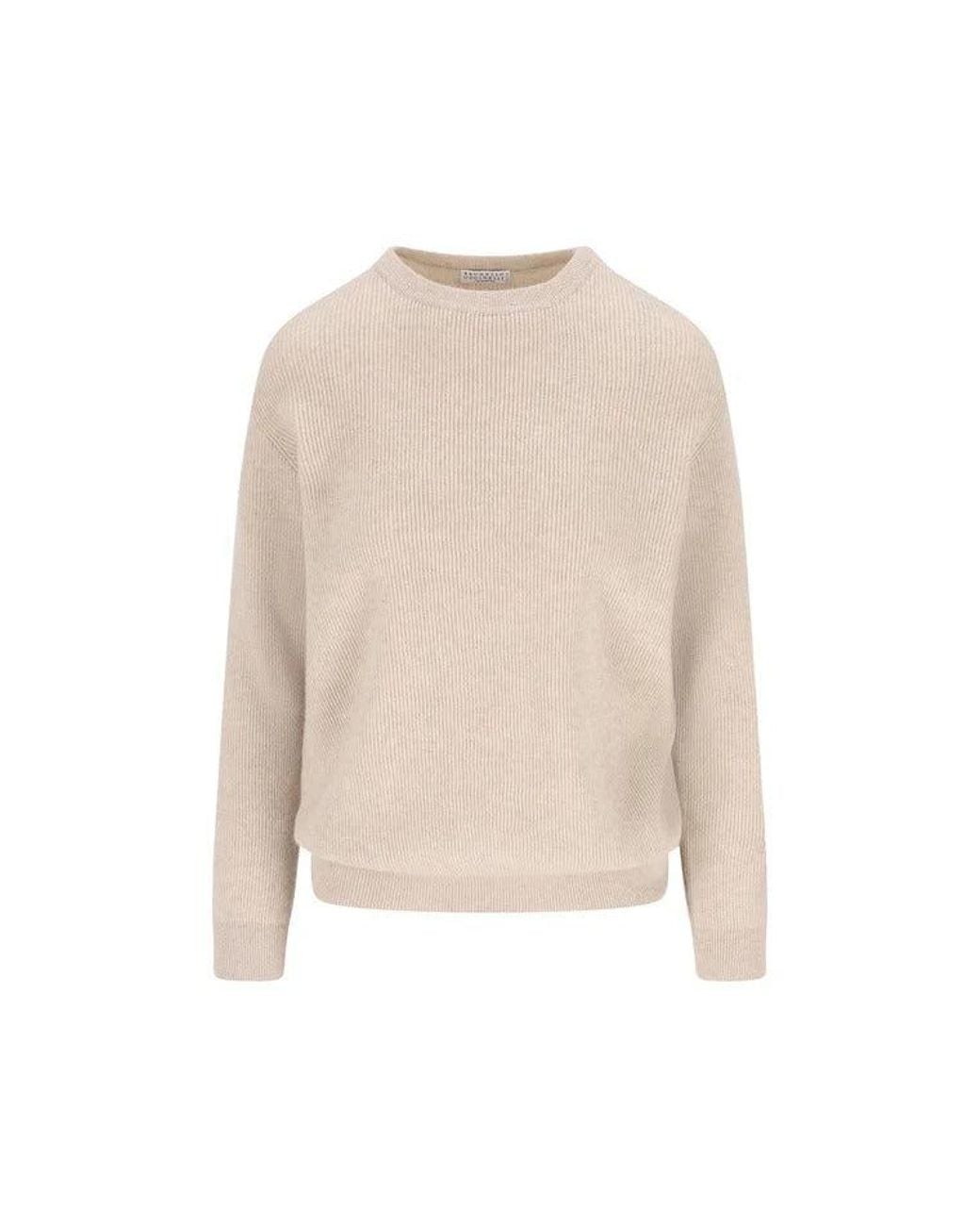 Brunello Cucinelli Natural Cashmere Crewneck Knitwear