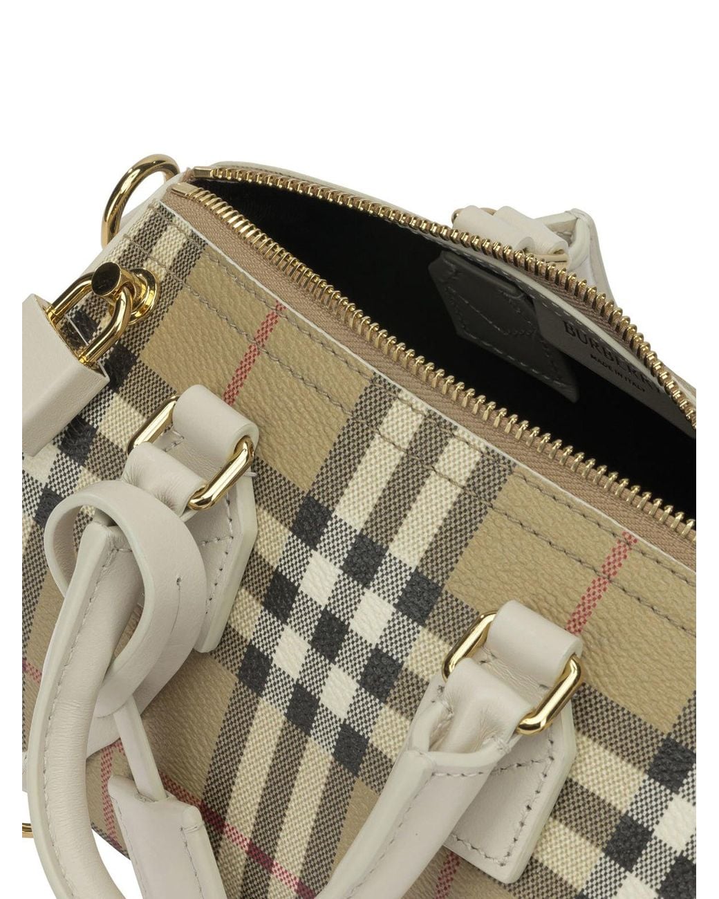 Burberry Metallic "Bowling Mini Check" Small Hand Bag