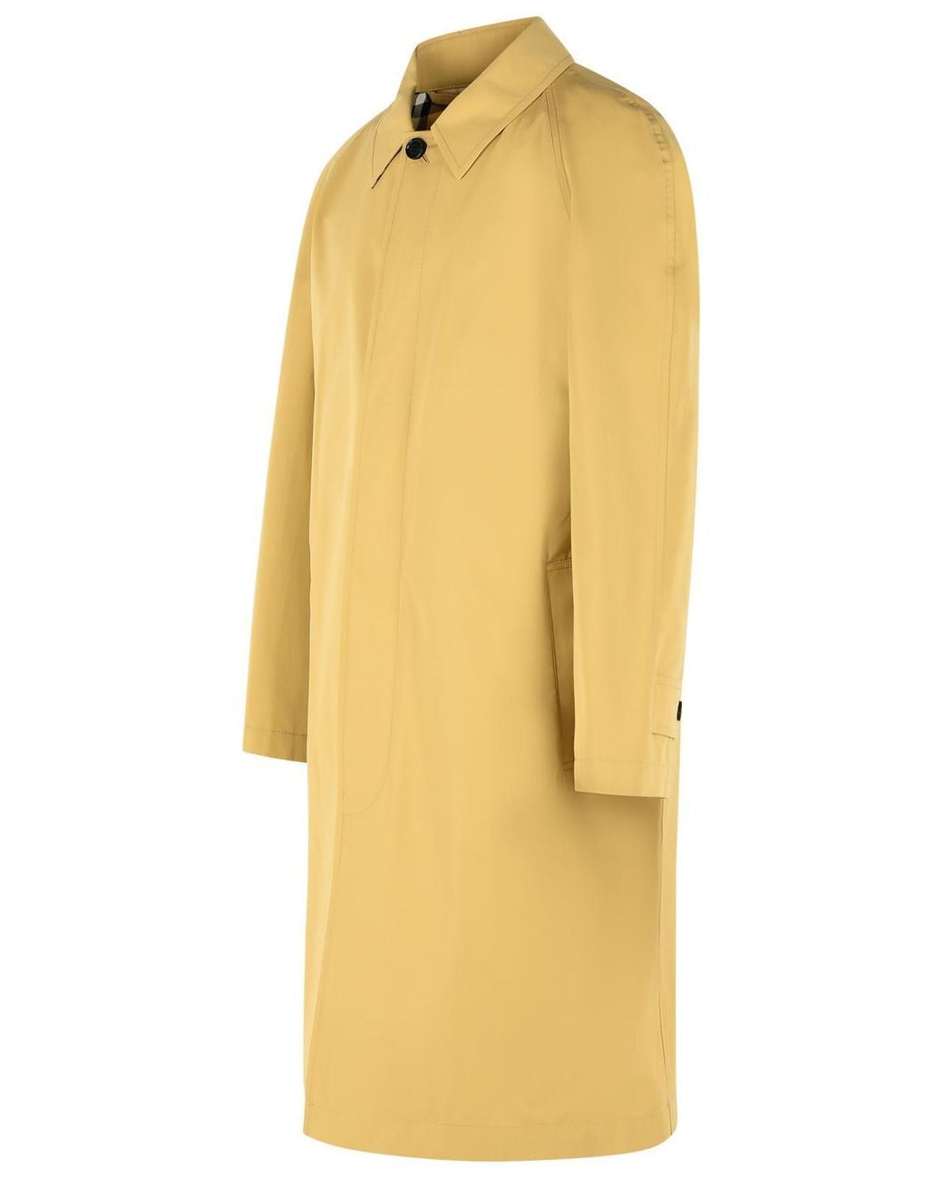 Burberry Yellow 'Hamper' Long Cotton Raincoat for men