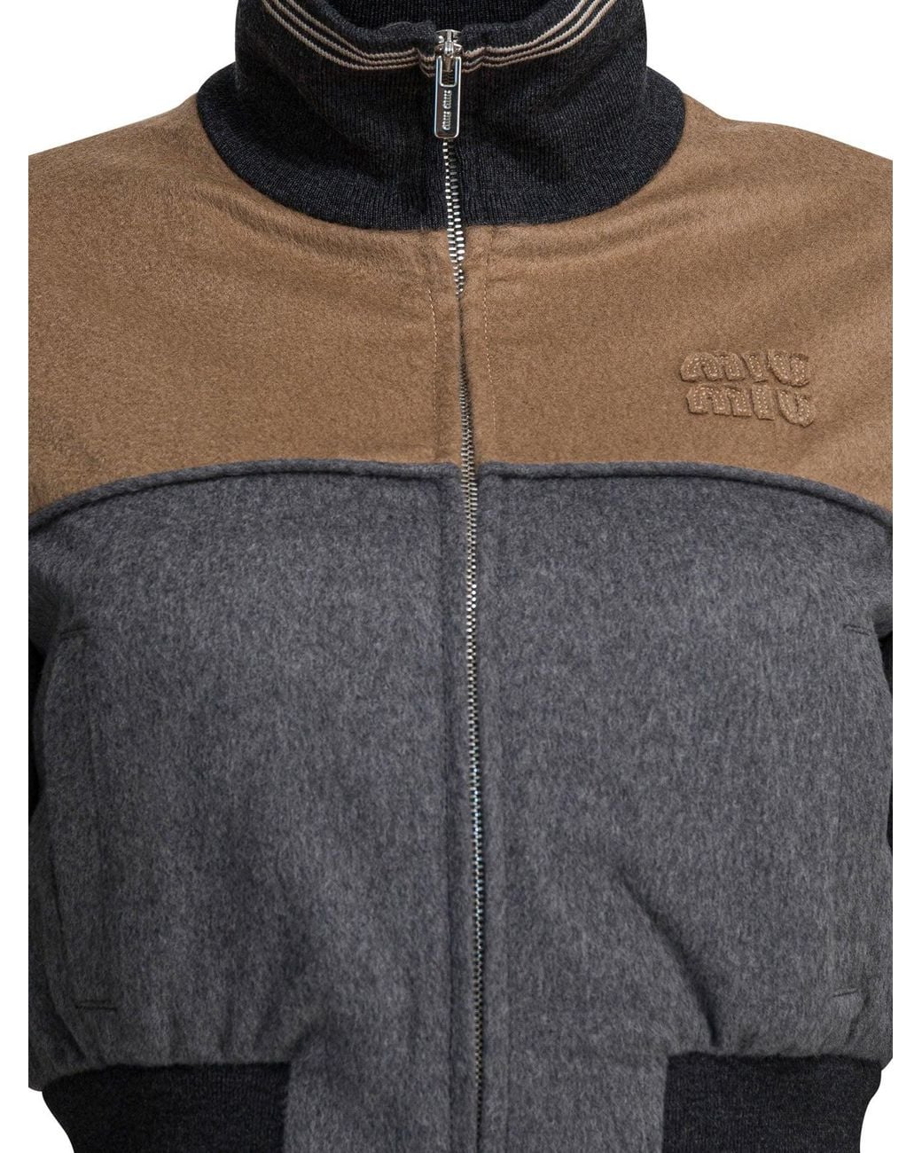Miu Miu Black Wool And Cashmere Bomber Jacket