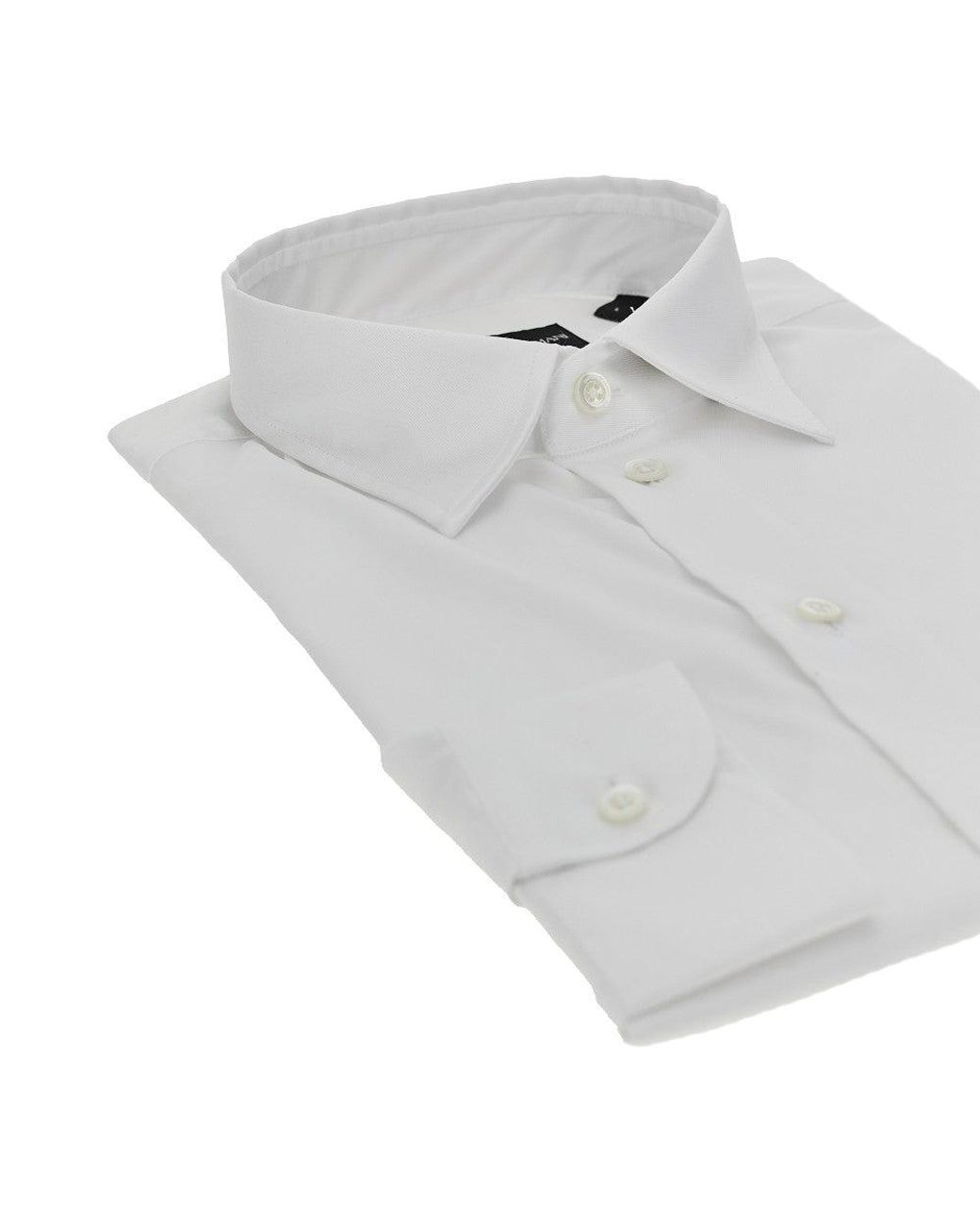 Emporio Armani White Stretch Cotton Twill Shirt for men