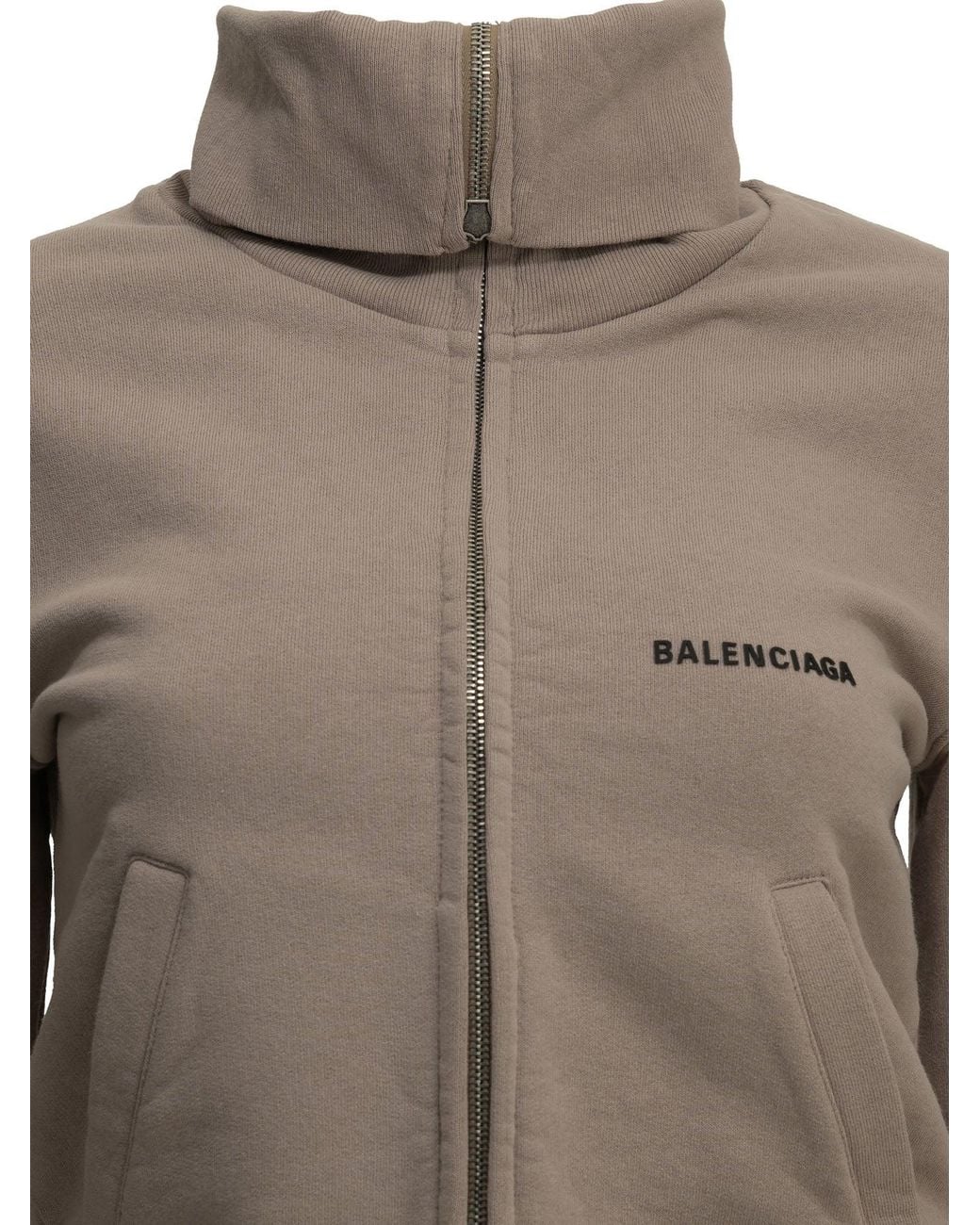 Balenciaga Brown Zip-Up Sweatshirt With Logo