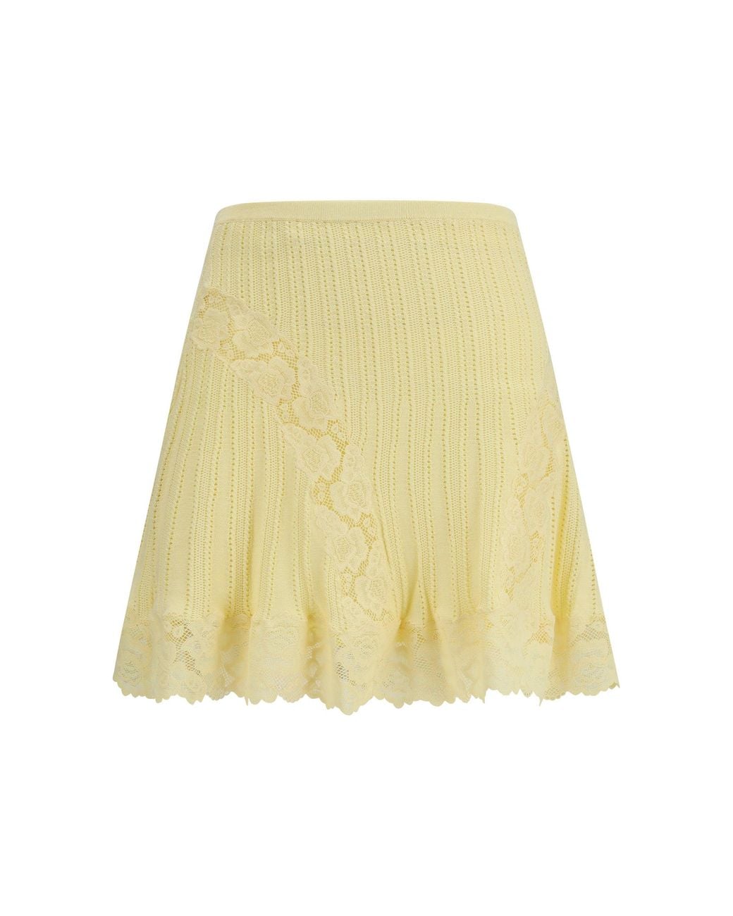 Self-Portrait Yellow Pointelle Knit Mini Skirt