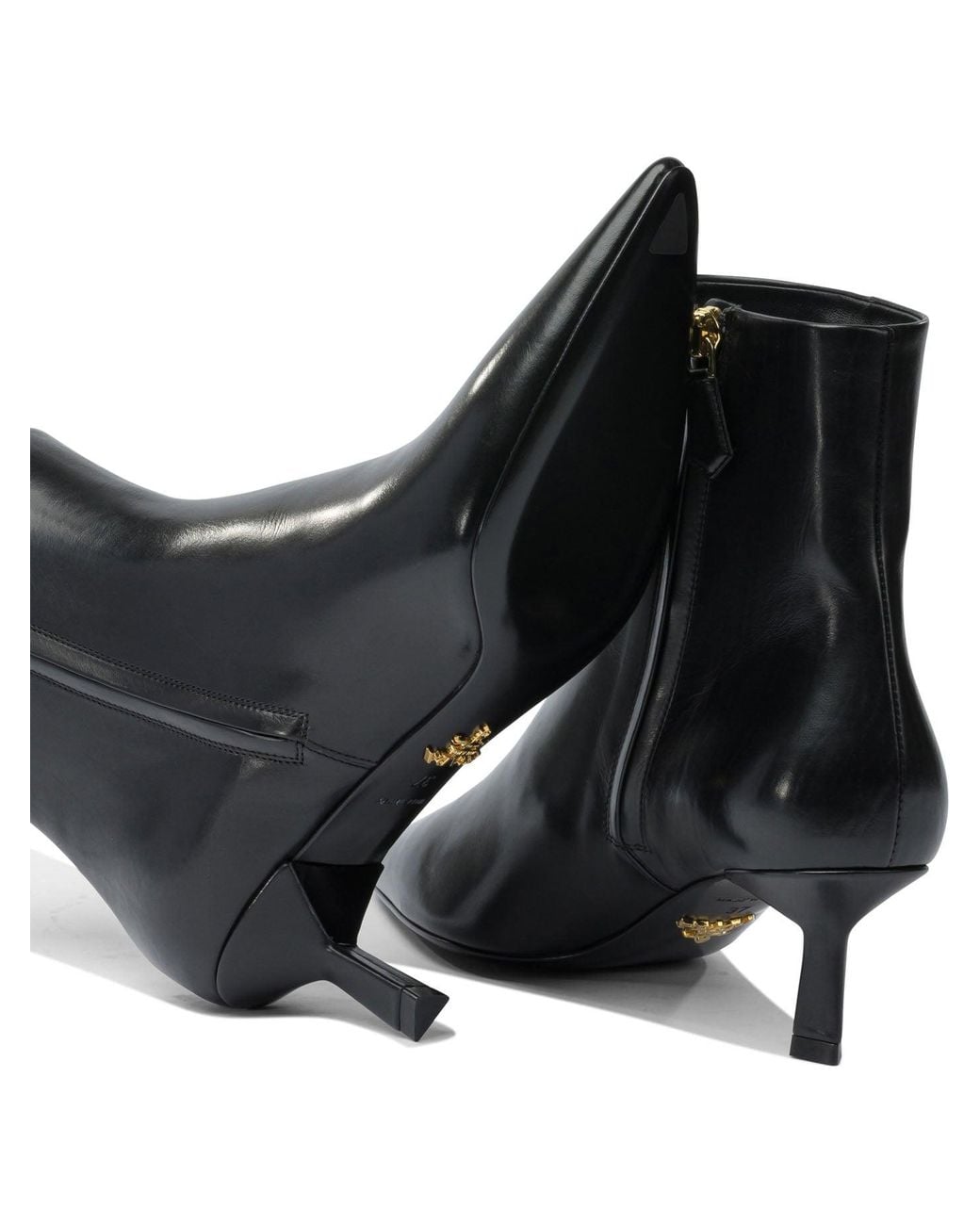 Prada Black Logo Leather Ankle Boots 30 Mm