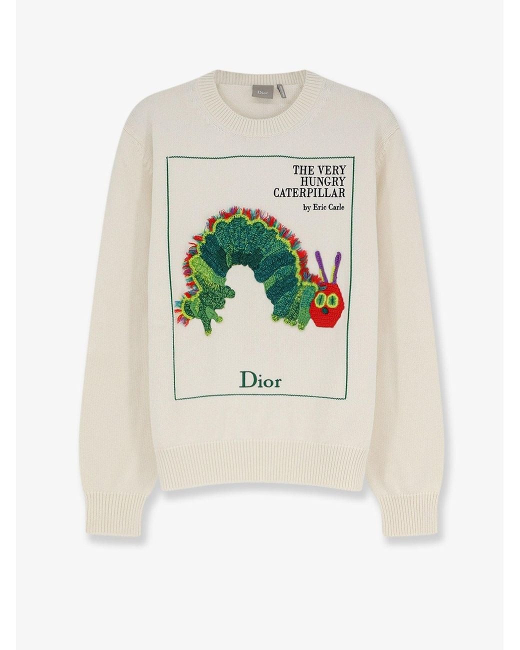 Dior White Dior Cotton And Wool Sweater With Book Cover Embroidery for men