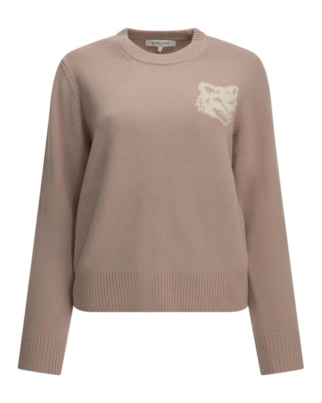 Maison Kitsuné Brown "Fox Head" Crew-Neck Sweater