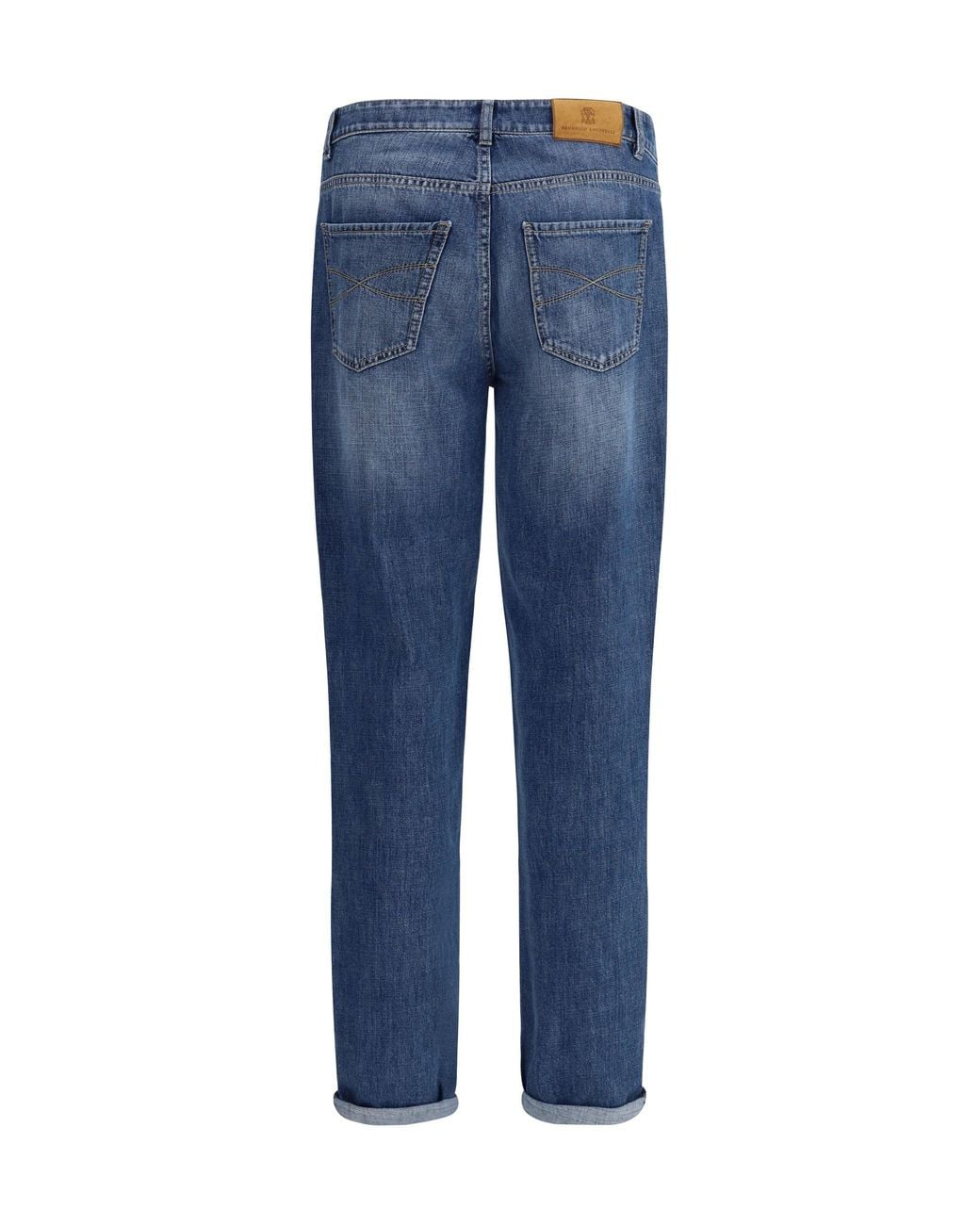 Brunello Cucinelli Blue Cuffed Jeans for men