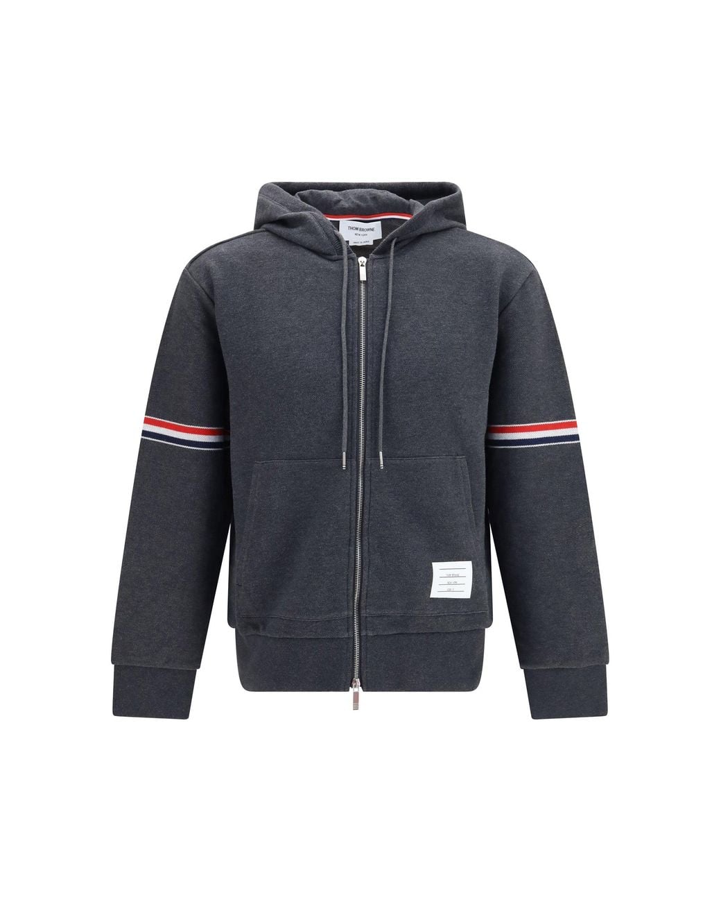 Thom Browne Blue Classic Loopback 4-Bar Zip-Up Hoodie Charcoal for men