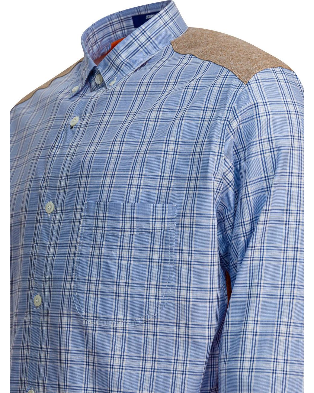 Junya Watanabe Blue Check Shirt With Quilted Inserts for men