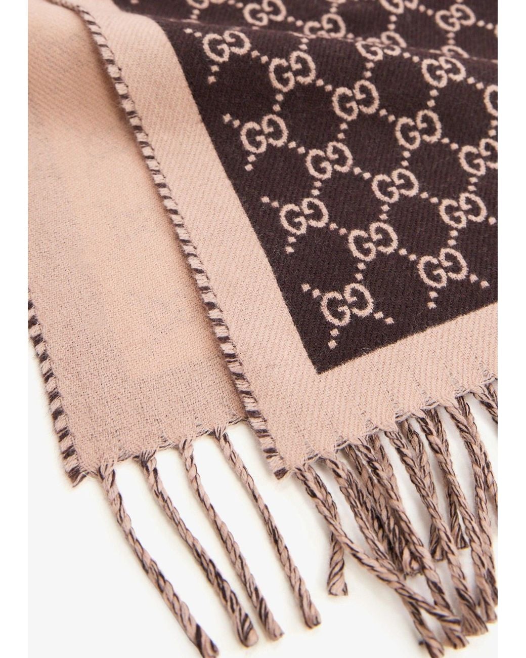 Gucci Brown Gg Wool Scarf for men