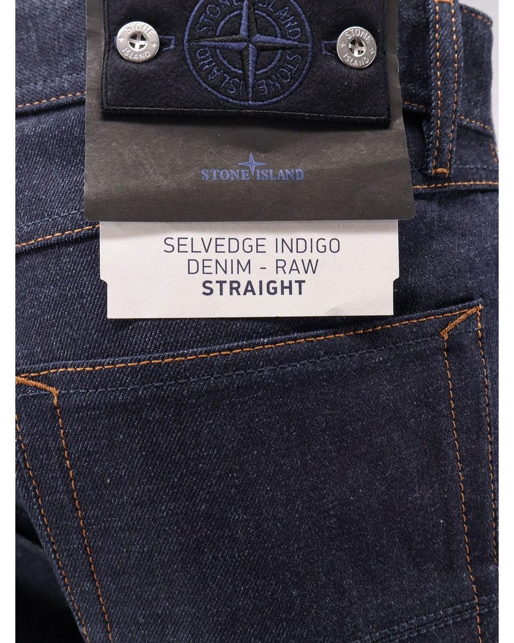 Stone Island Blue Denim Research Selvedge Jeans for men