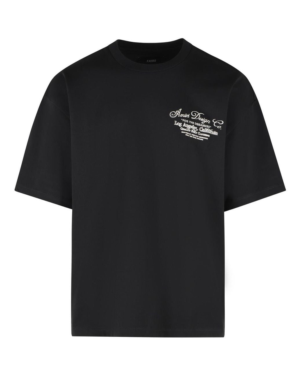 Amiri Black Logo Crew Neck T-Shirt With Mini Chest And Back Print for men