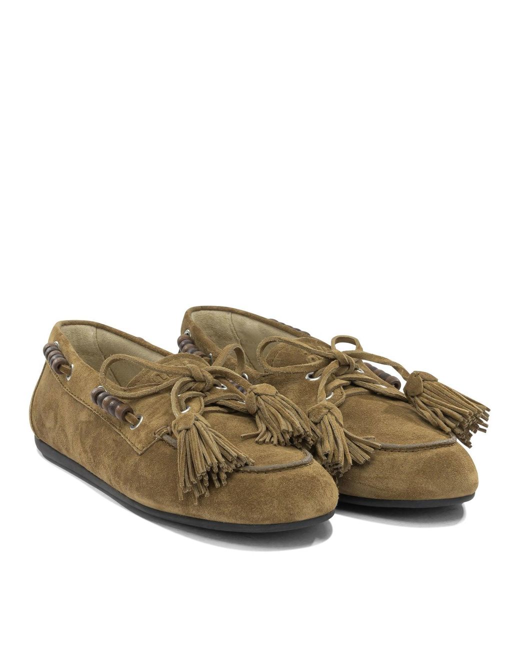 Miu Miu Brown Deck Lace-Up Loafers