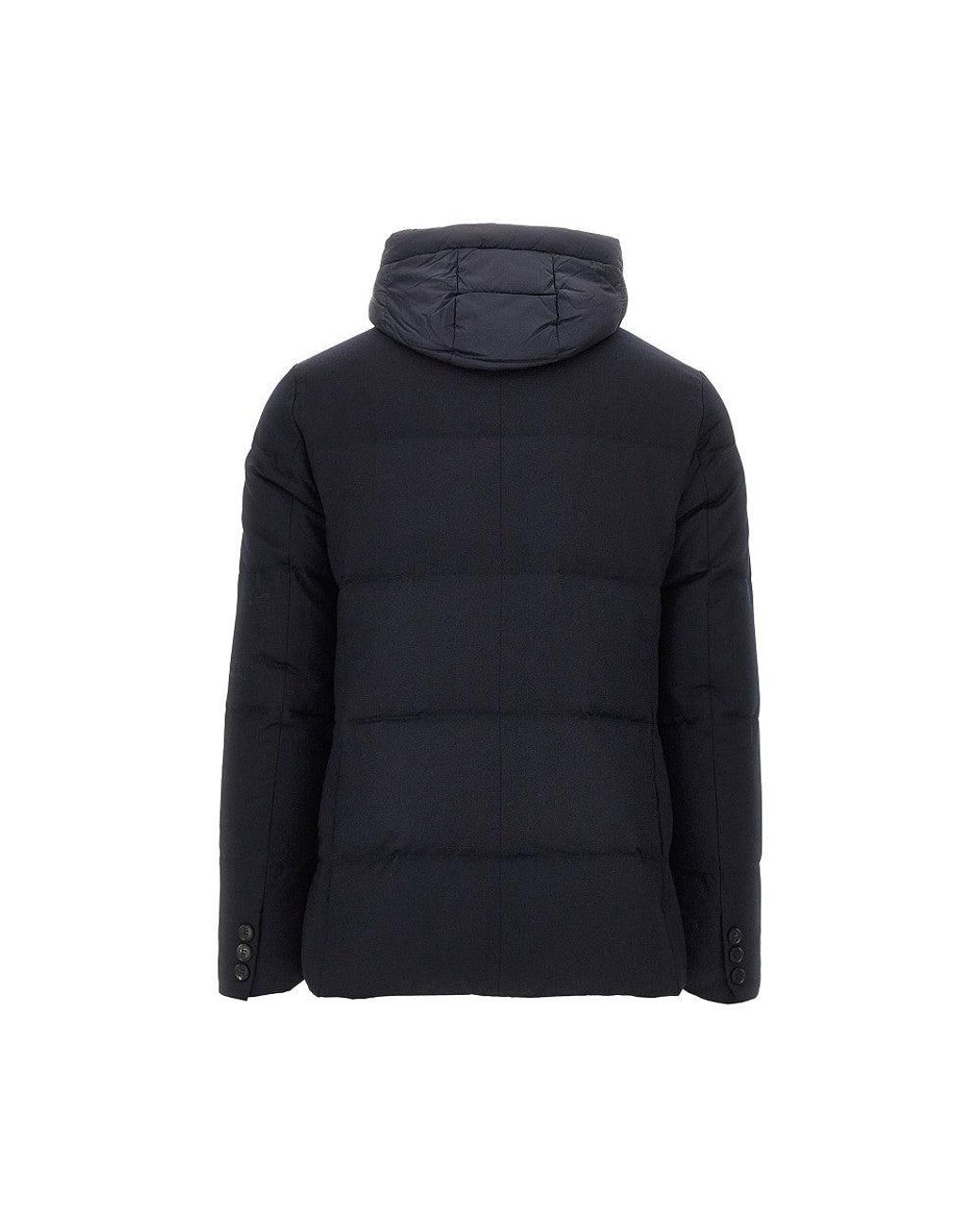 DUNO Blue Quilted And Padded Wool Down Jacket for men