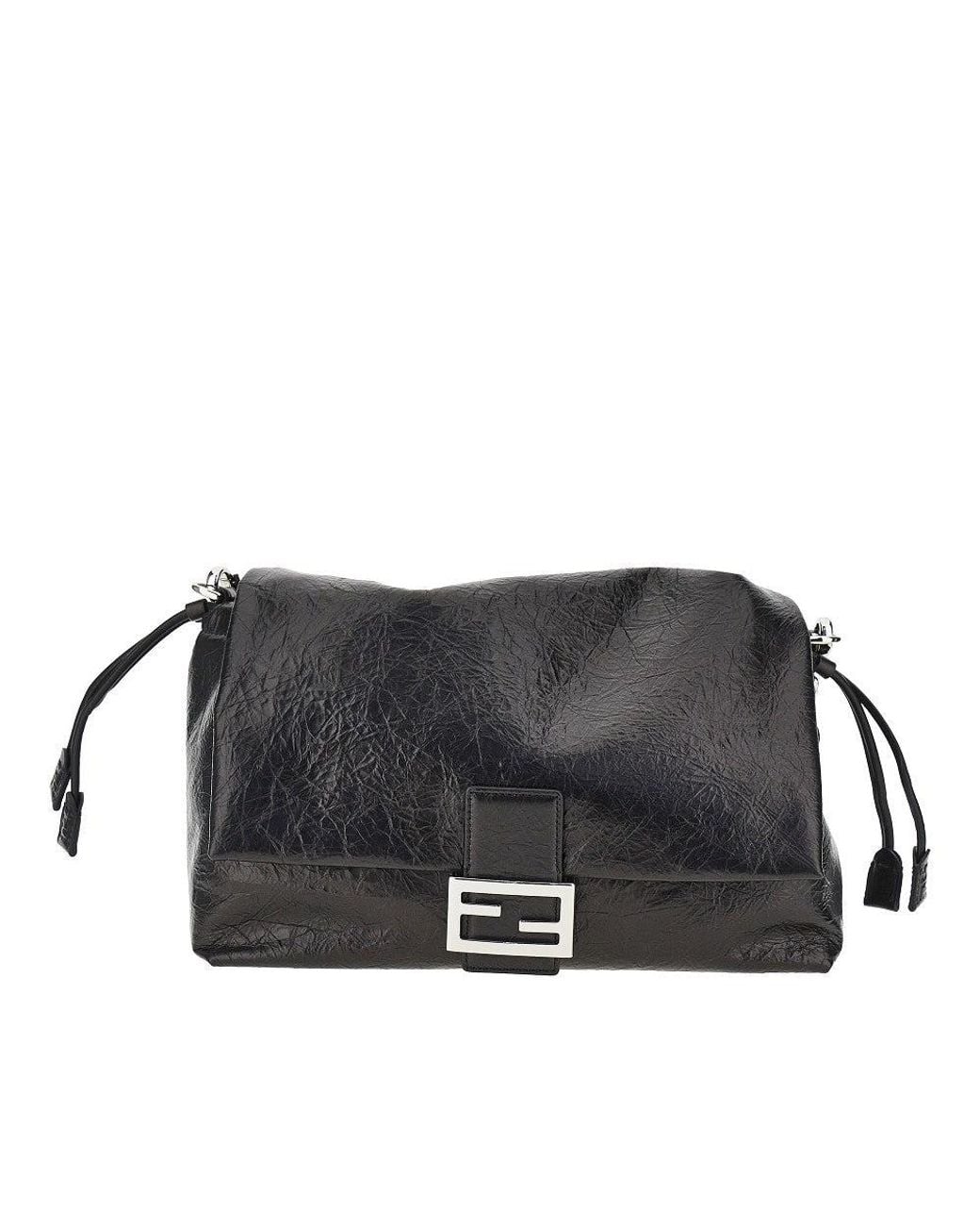 Fendi Black Large Leather 'Baguette Soft' Bag