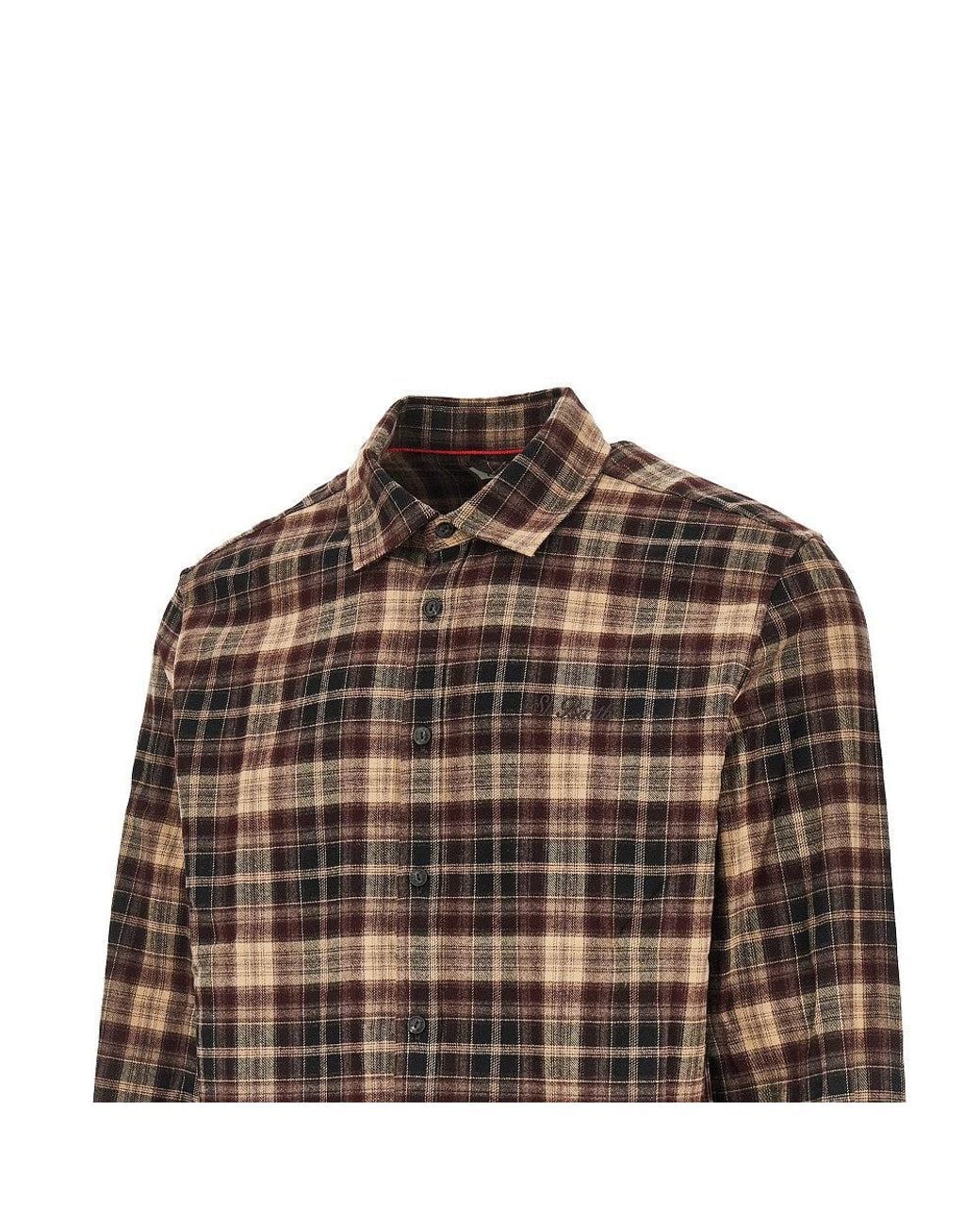 Mc2 Saint Barth Brown Aprés Ski Embroidery Check Shirt for men