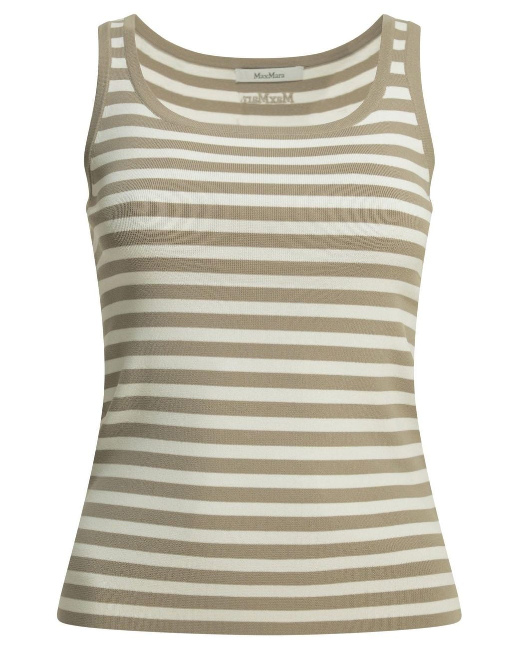 Max Mara Pure Gray Striped Fitted Tank Top
