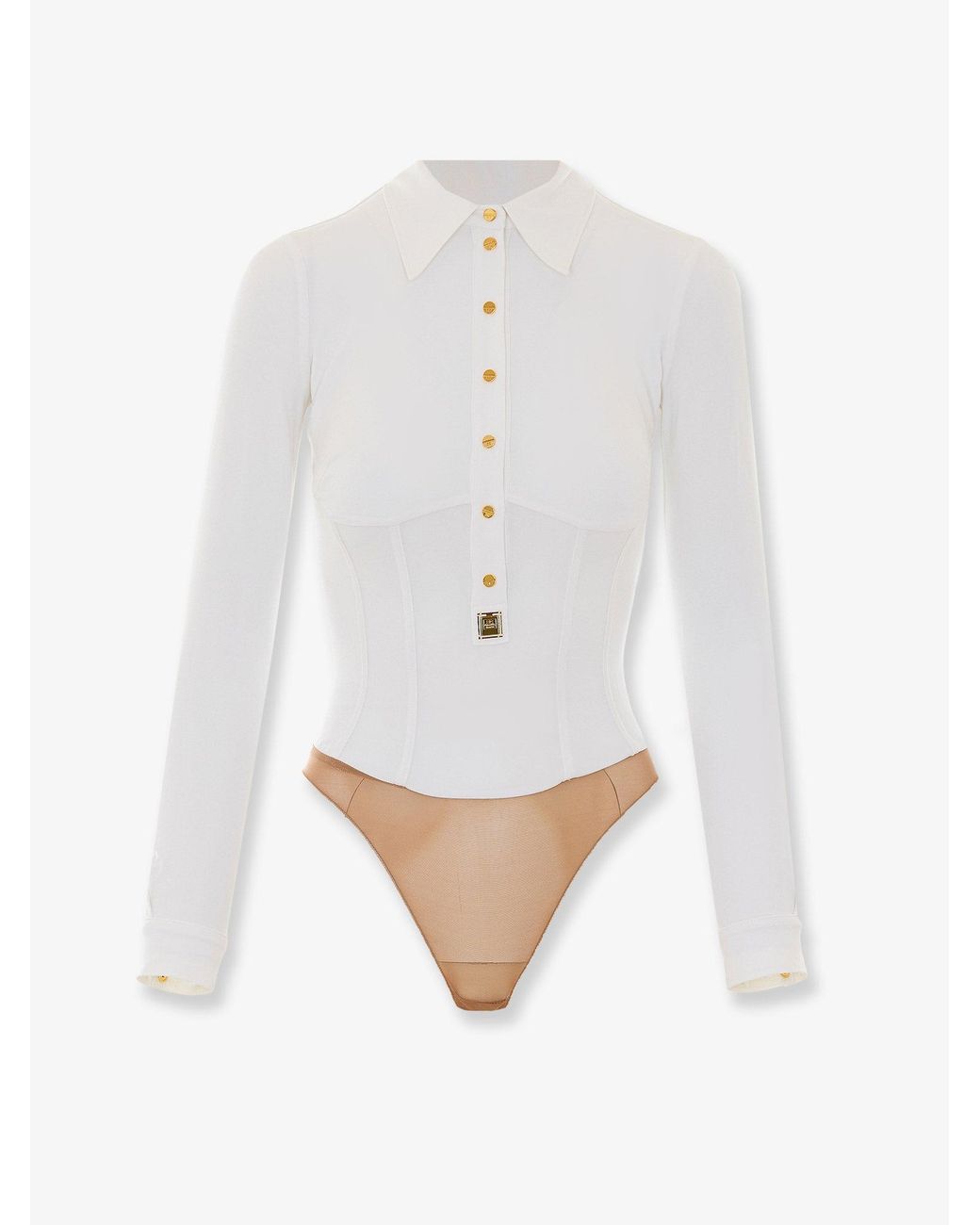 Elisabetta Franchi White Stretch Viscose Body Shirt