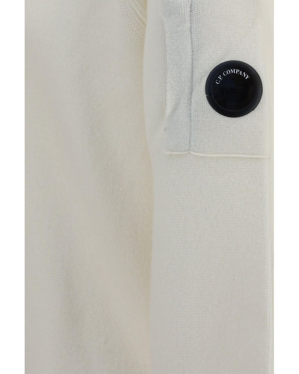 C P Company White Lambswool Hooded Sweater Gauze for men