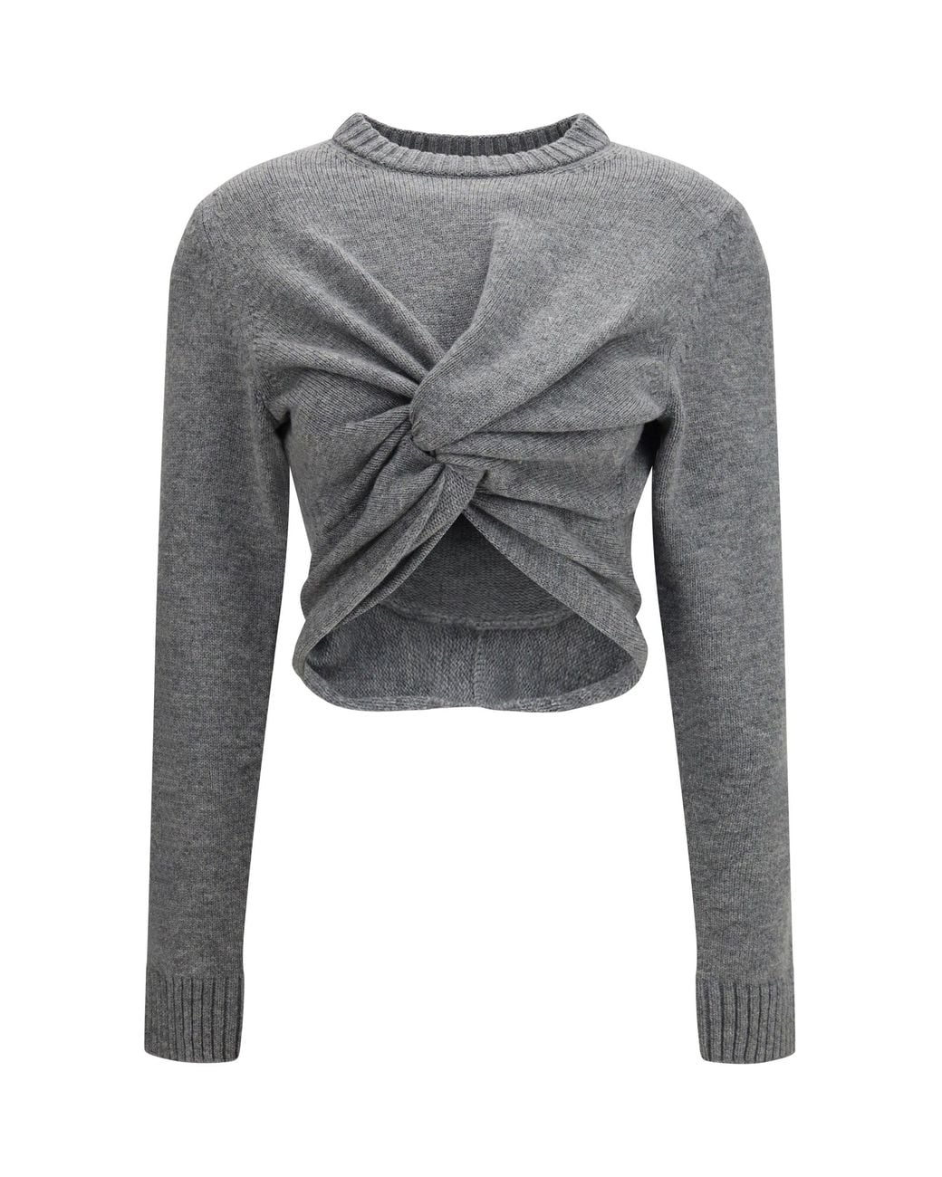 Balenciaga Gray Ruched Crewneck Sweater