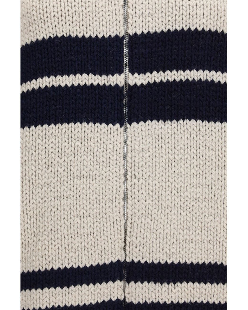 Prada White Wool Zip Cardigan Avorio Blu