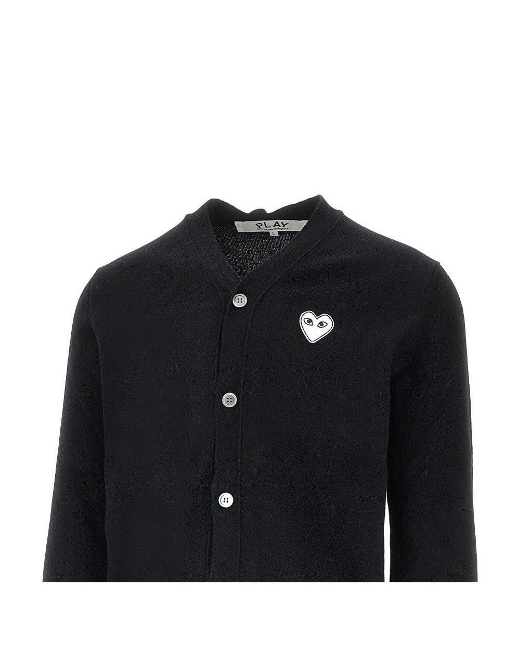 COMME DES GARÇONS PLAY Blue Heart Patch Wool Cardigan for men