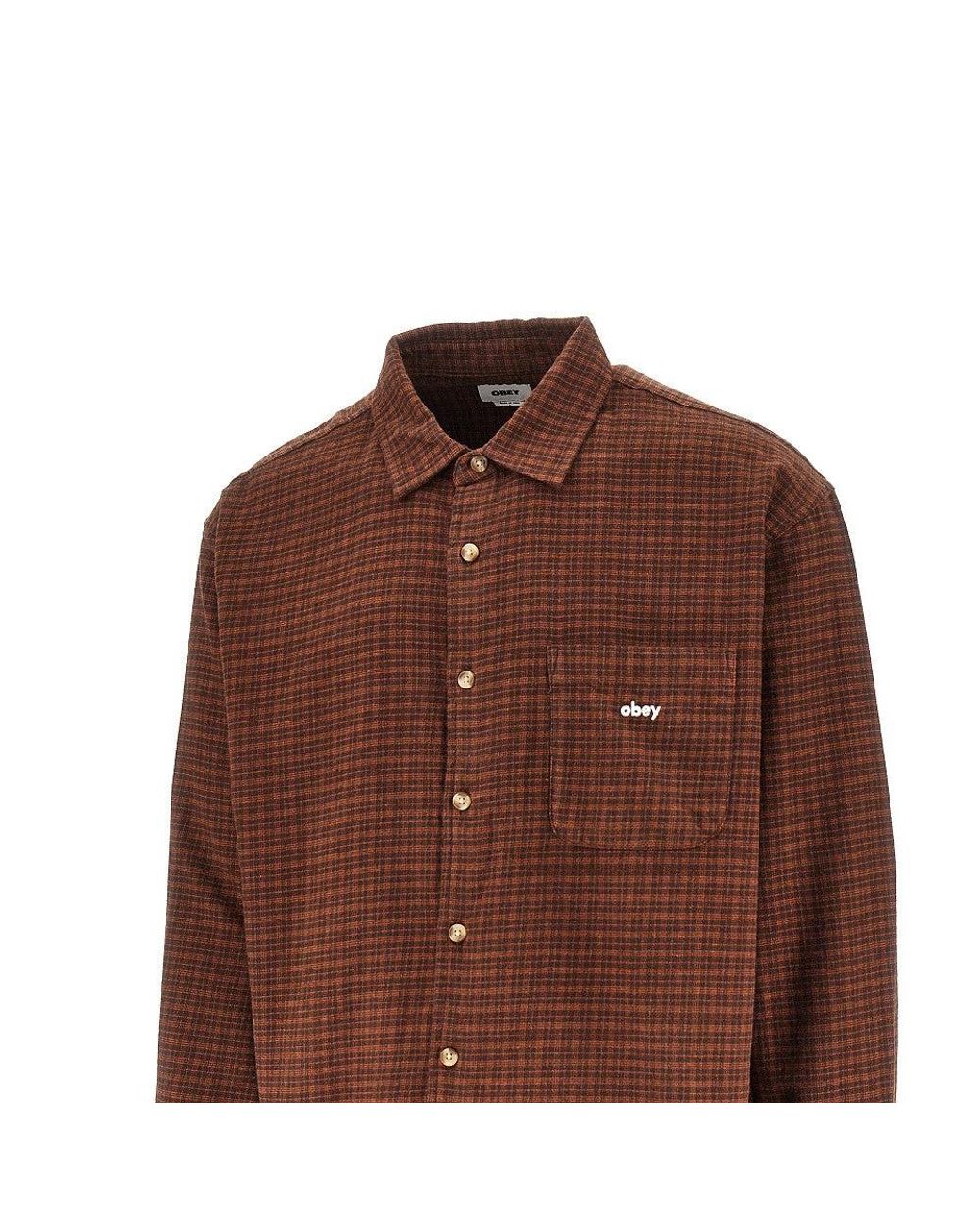 Obey Brown Check Flannel Shirt for men