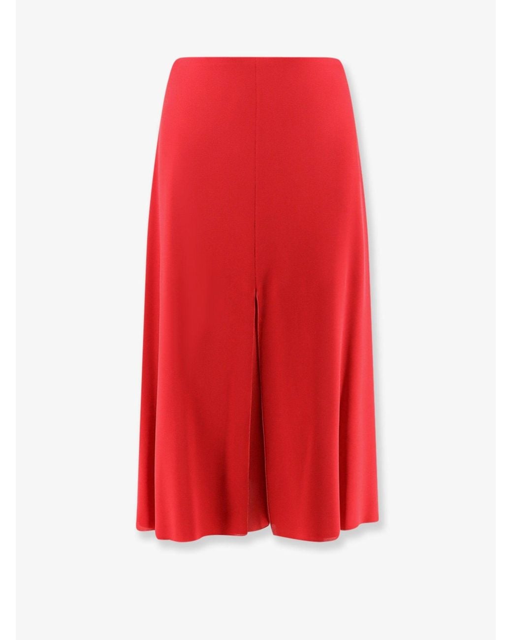 Valentino Red Midi Silk Skirt