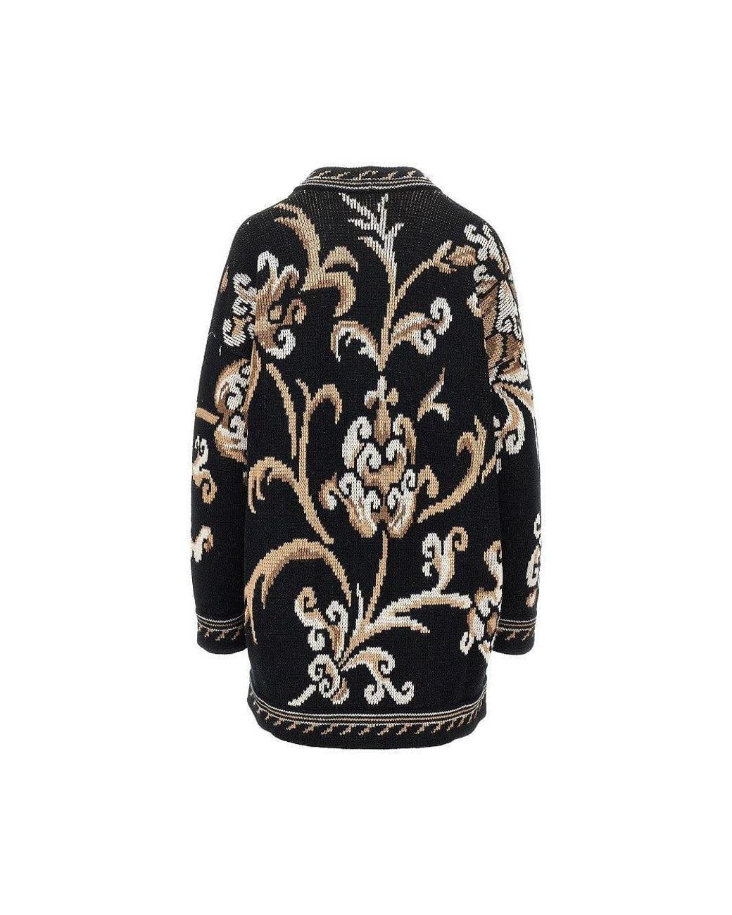 Etro Black Jacquard Wool Cardigan
