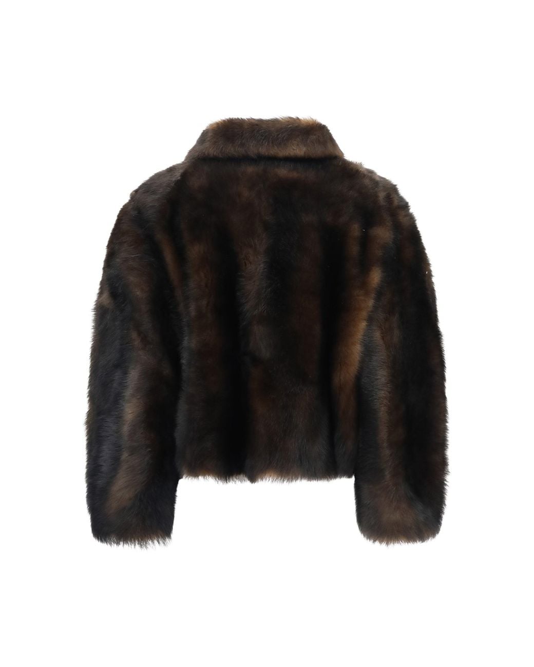 Brunello Cucinelli Black Soft Shearling Jacket With Shiny Zipper Pull