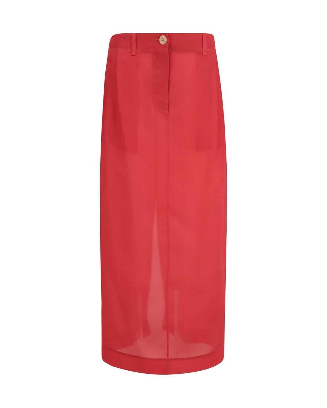 Khaite Red Lucian Midi Skirt Raspberry