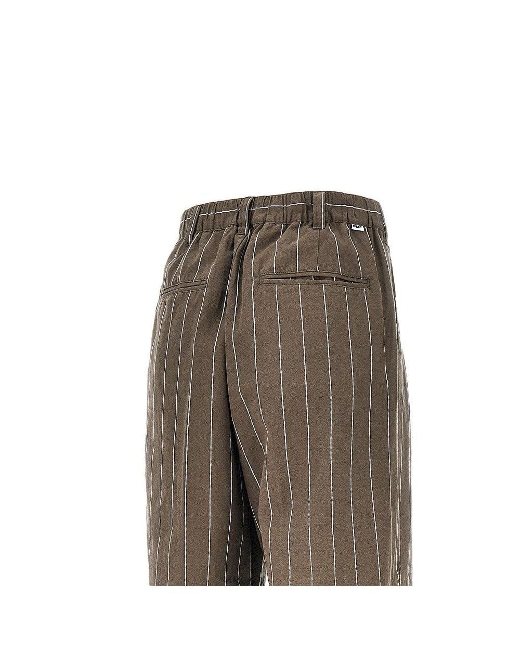 Obey Brown 'Foster' Pinstriped Pants With Darts for men