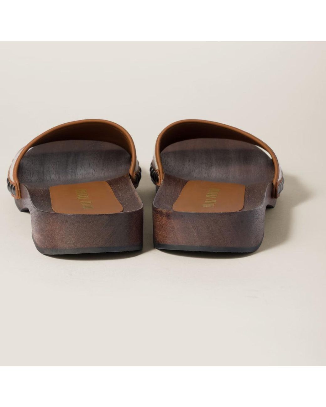 Miu Miu Natural Leather And Canvas Sandals