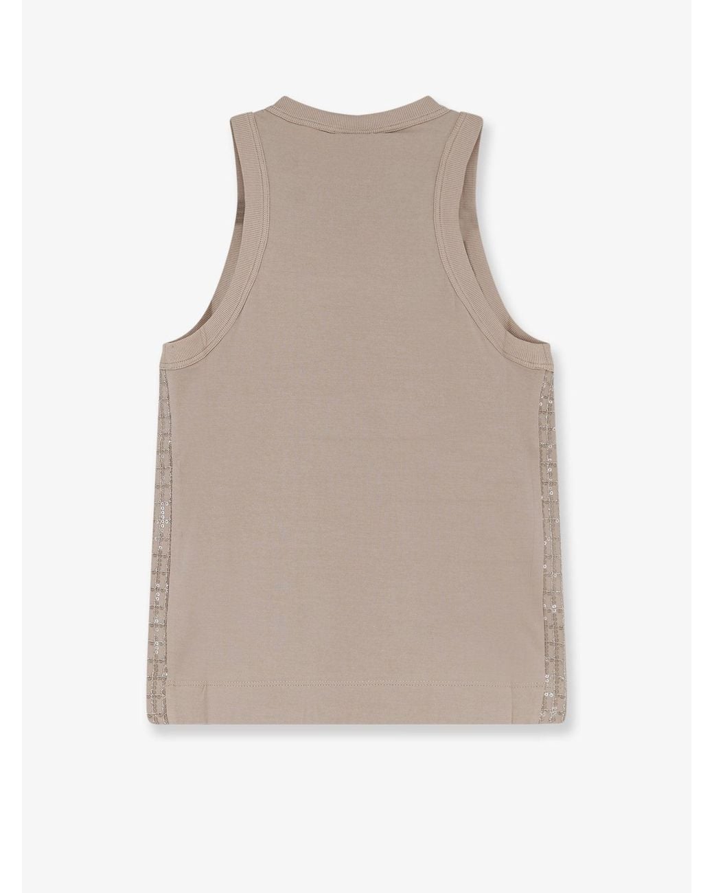 Brunello Cucinelli Natural Dazzling Pattern Jersey Tank Top