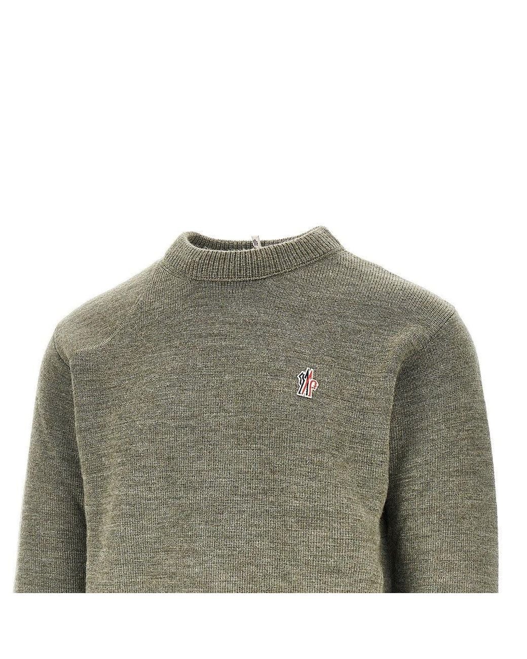Moncler Green Logo Patch Wool Sweater for men