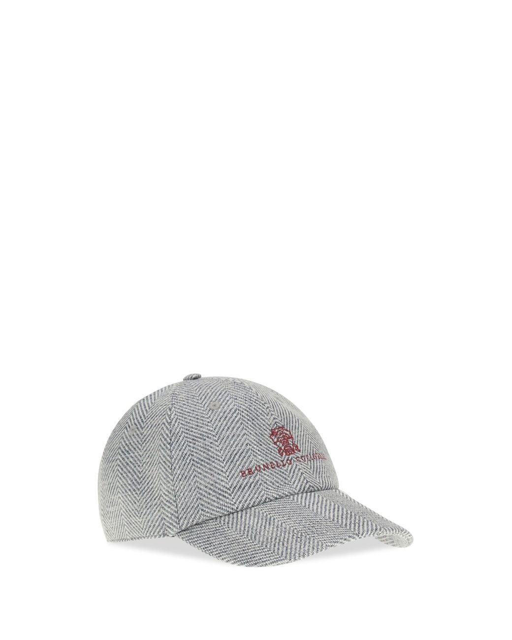 Brunello Cucinelli Gray Chevron Baseball Hat Cerulean for men