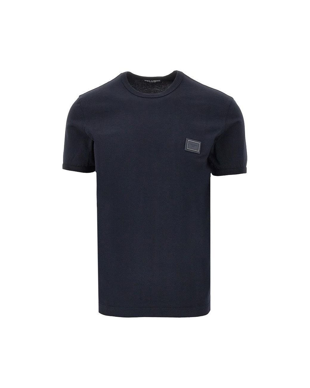 Dolce & Gabbana Blue Dolce&Gabbana Logo Plate T-Shirt for men