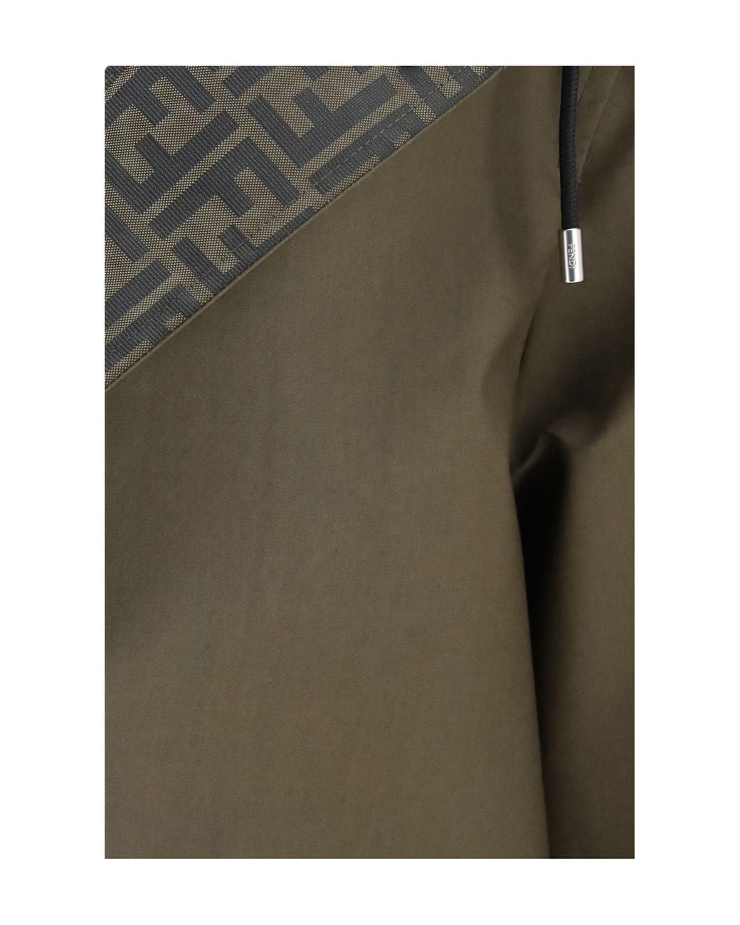 Fendi Green Mackintosh Fabric Hooded Jacket for men