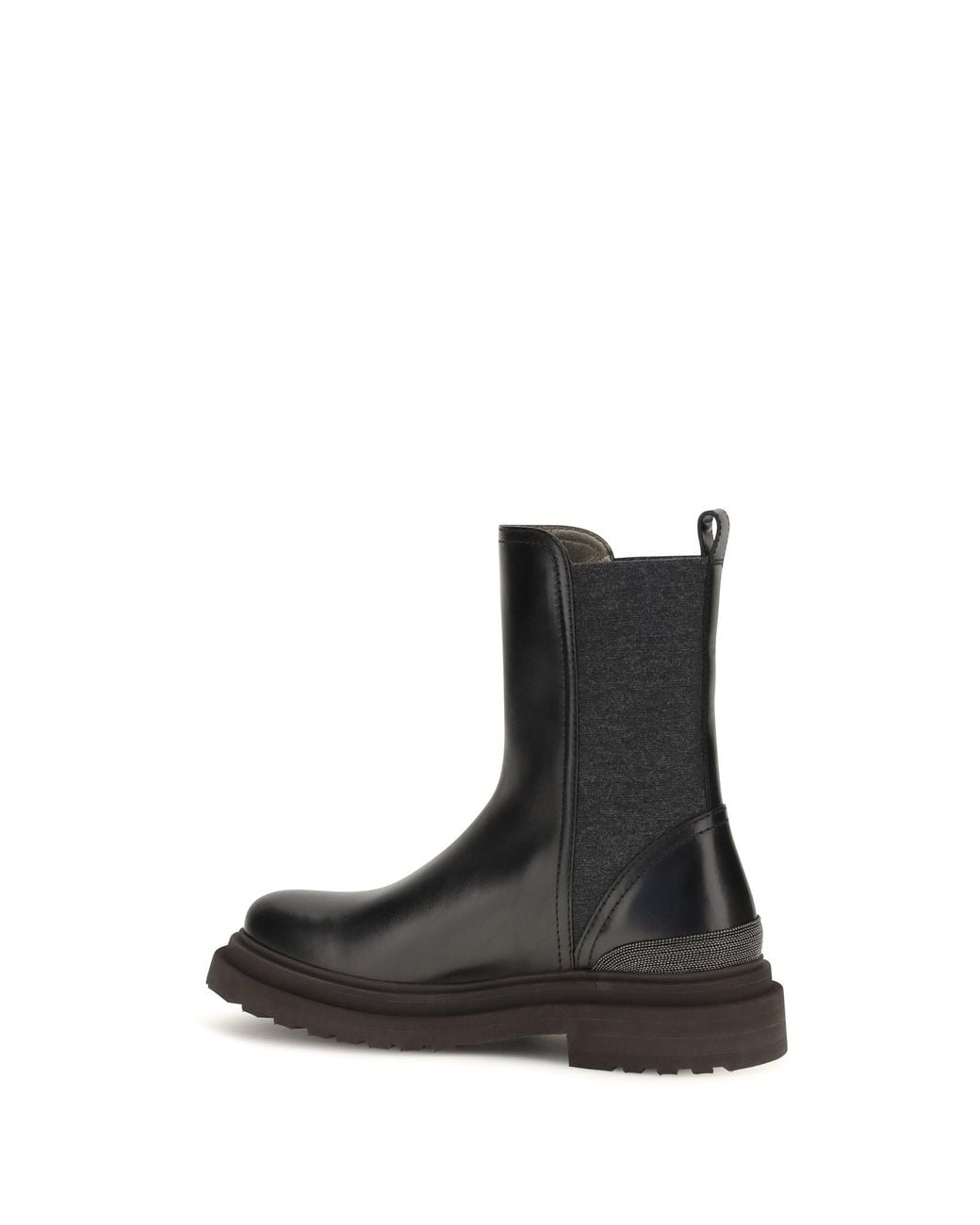 Brunello Cucinelli Black Leather Chelsea Ankle Boots