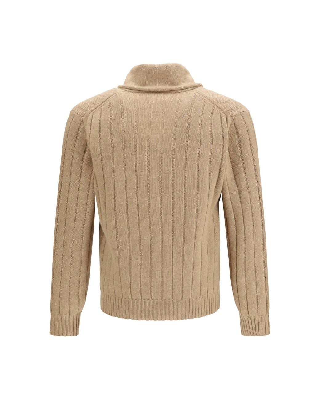Brunello Cucinelli Natural Ribbed Cashmere Cardigan for men