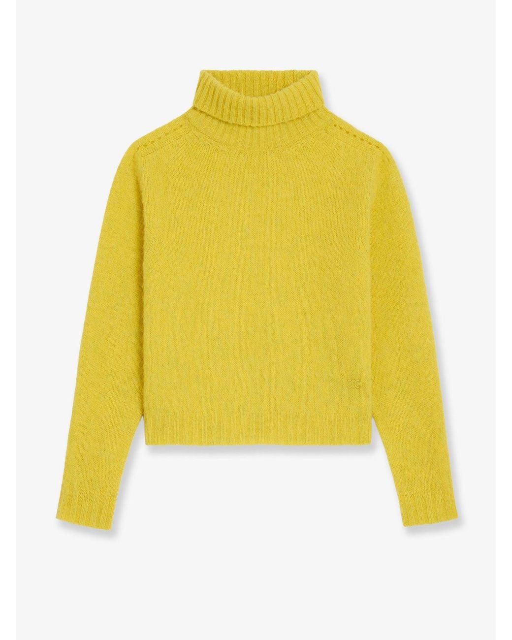 Céline Yellow Wool Turtleneck With Triomphe Embroidery