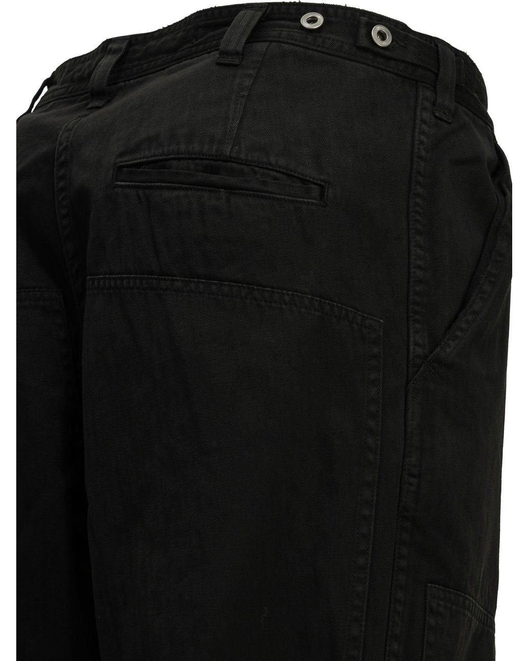 A.PRESSE Black "Double Knee" Cargo Pants for men